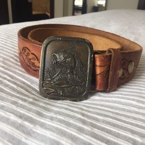 Vintage Leather Embossed Belt